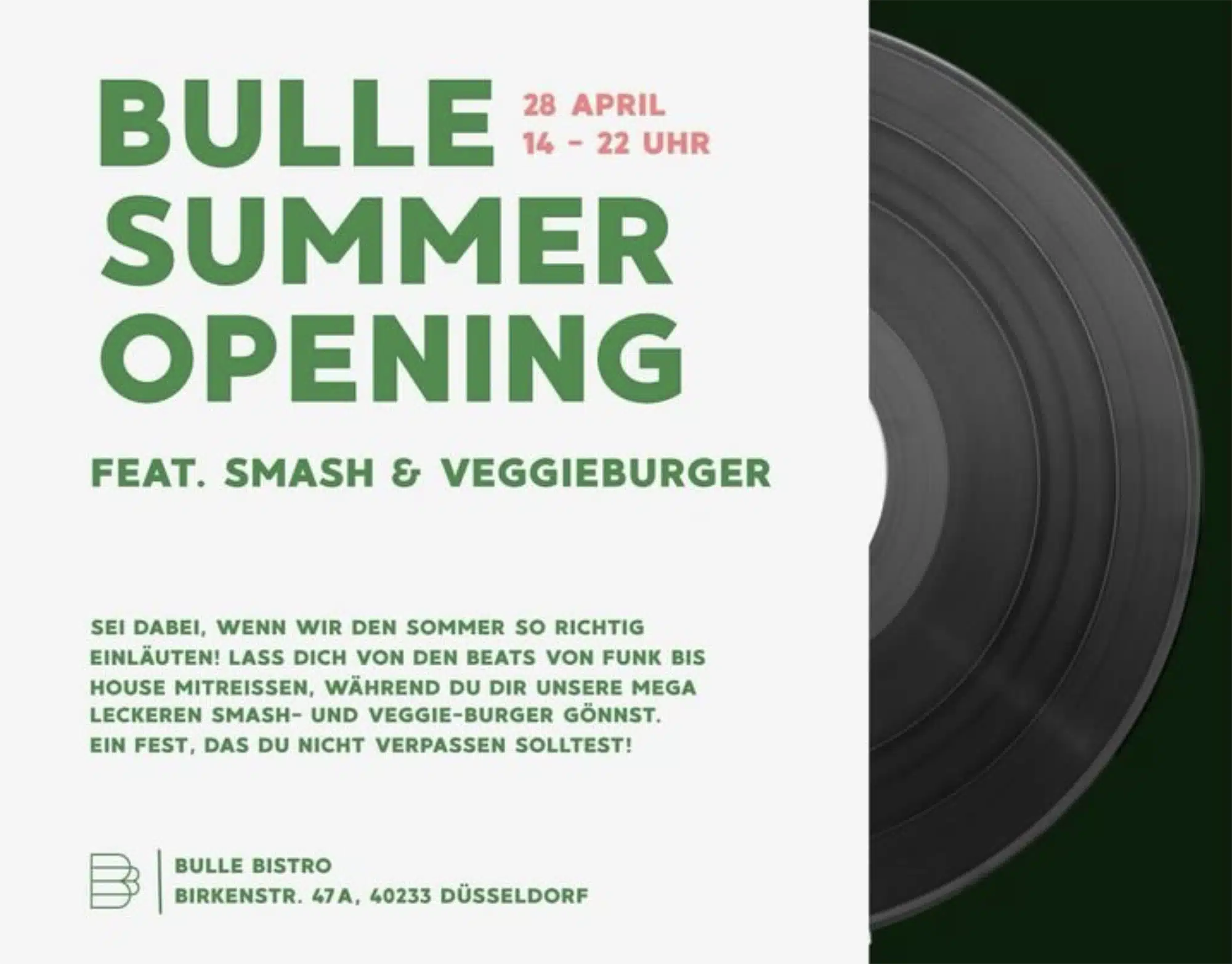 Bulle Summer Opening mit Beats, Smash- und Veggie-Burgern