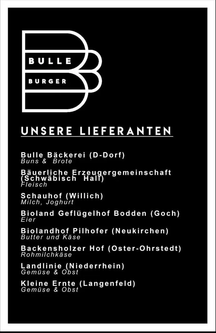bulle-burgr.lieferanten Bulle-Burger Menukarte